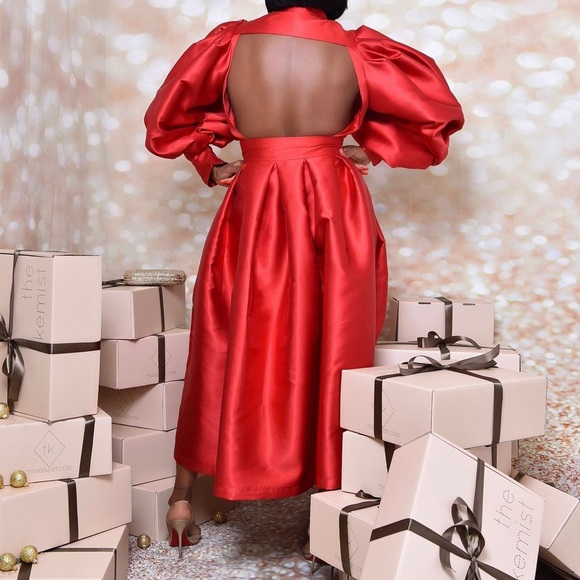 The Kemist long sleeve backless red midi dress - Picture 3 of 4